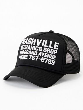 Pacsun Nashville Mechanics Shop Black Trucker Hat cap baseball viral